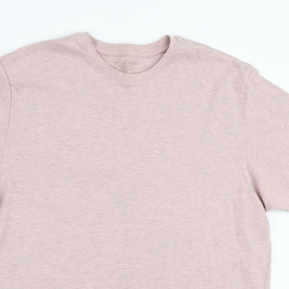 Lee Cooper Mens Pink Cotton T-Shirt Size M Round Neck