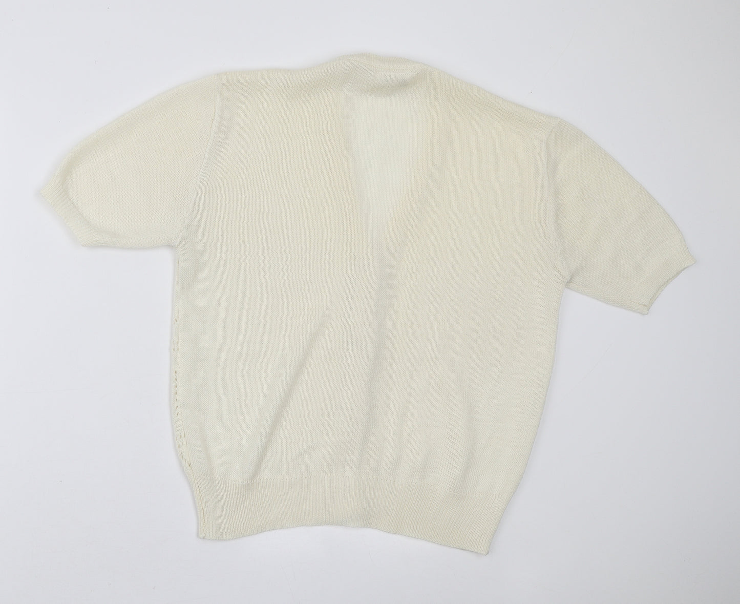 Preworn Womens Ivory V-Neck Acrylic Cardigan Jumper Size 16