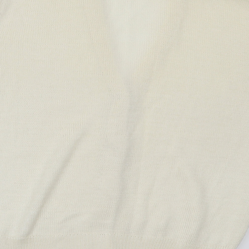 Preworn Womens Ivory V-Neck Acrylic Cardigan Jumper Size 16