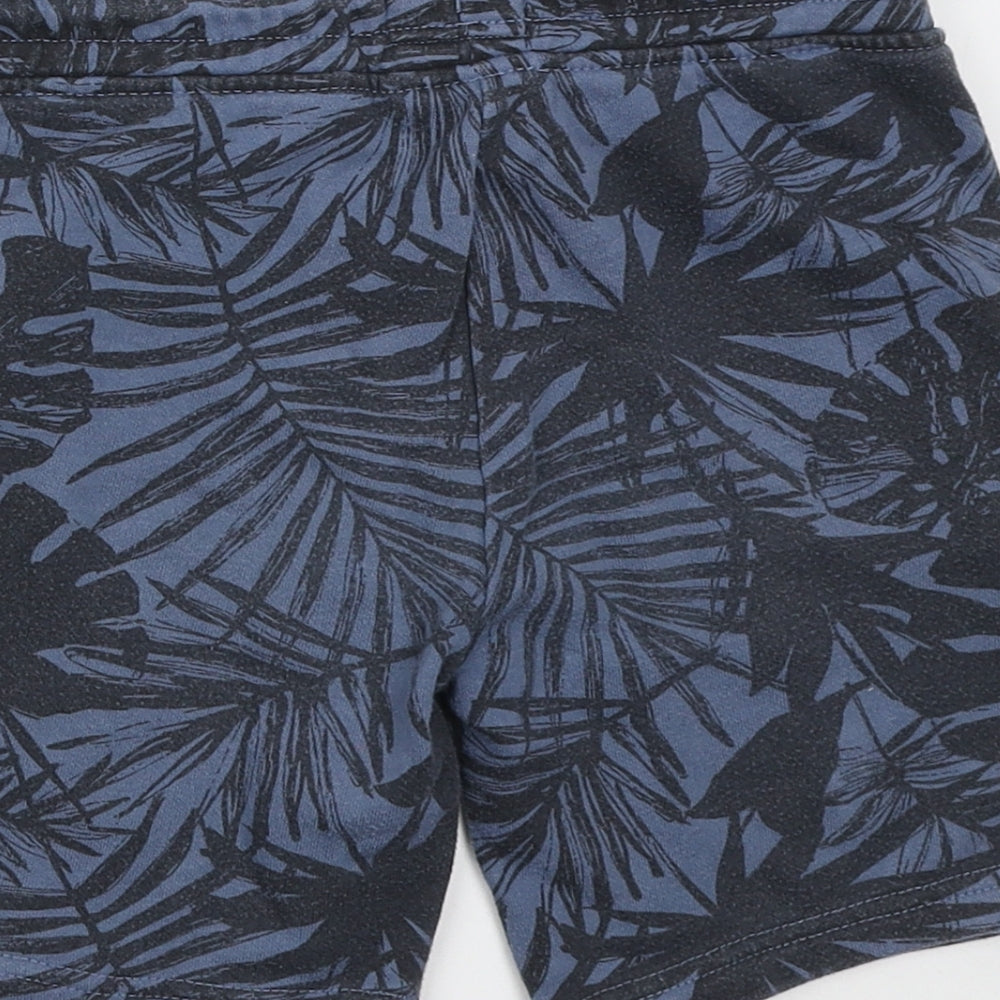Primark Boys Blue Geometric Polyester Sweat Shorts Size 5-6 Years Regular Drawstring - Tropical print