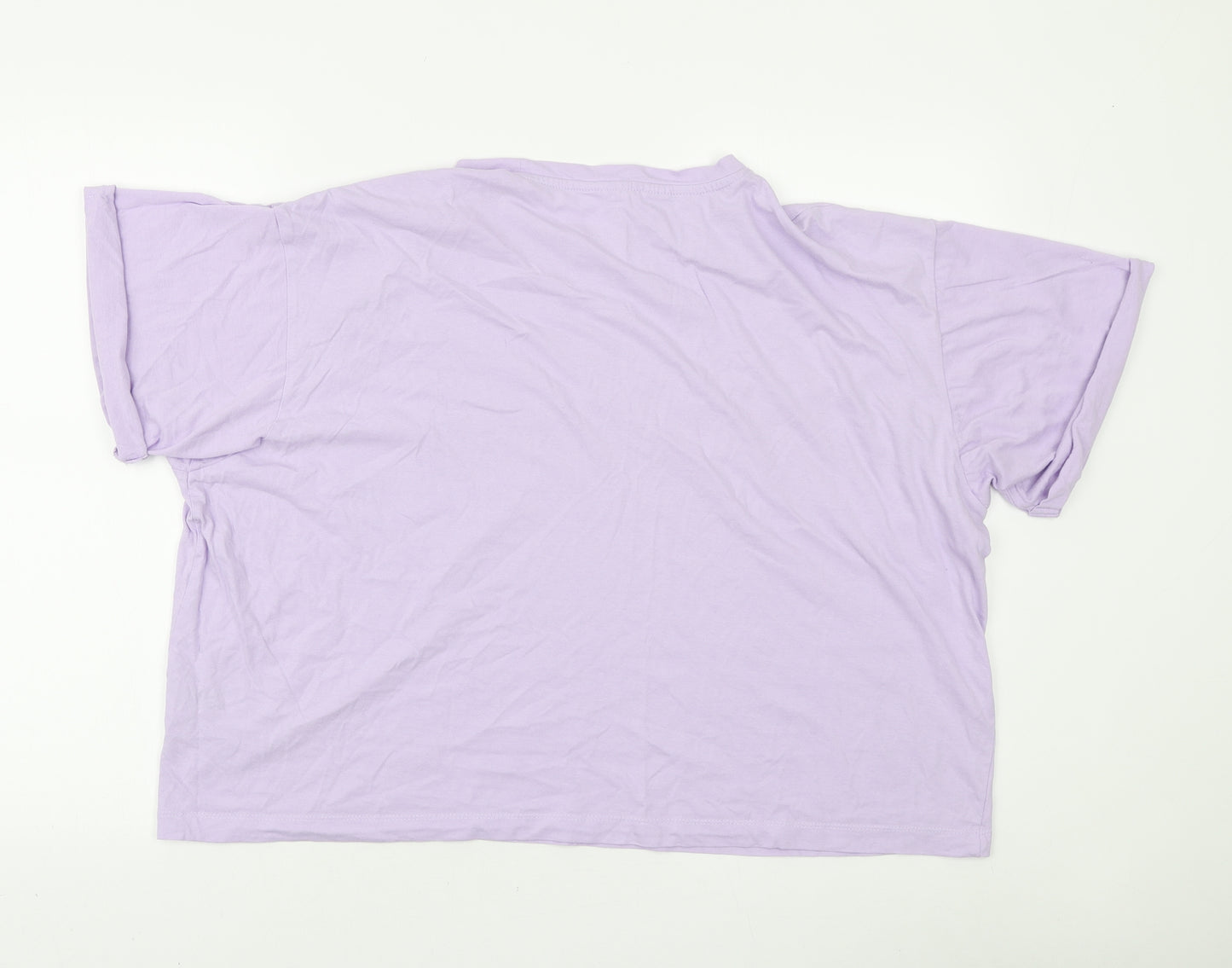 Primark Womens Purple Cotton Basic T-Shirt Size L Round Neck - Malibu