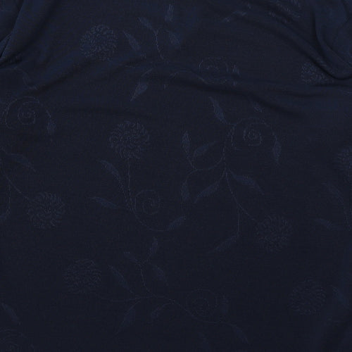 AMARANTO Womens Blue Round Neck Floral Polyester Pullover Jumper Size L
