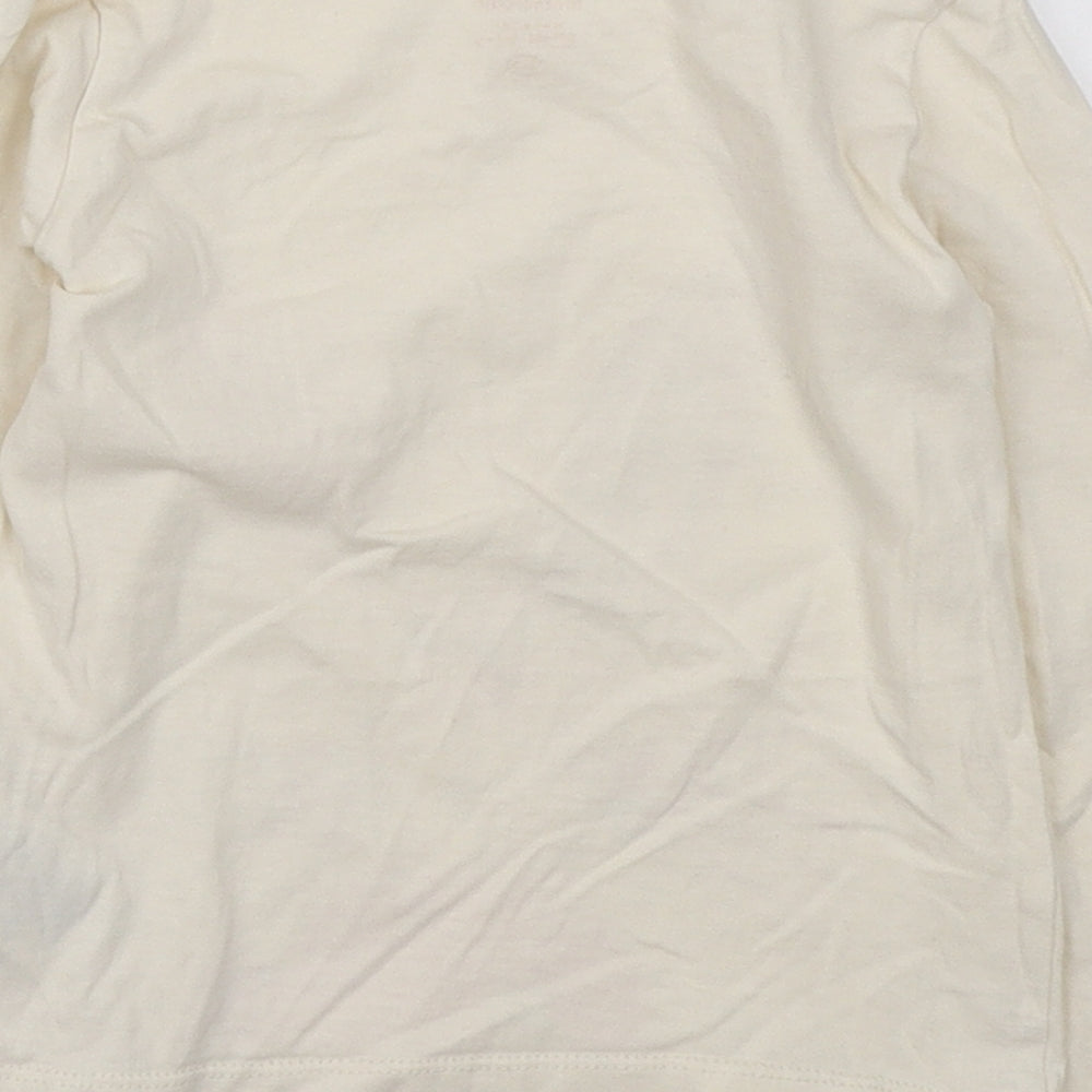 Mothercare Girls Ivory Cotton Basic T-Shirt Size 2-3 Years Round Neck Pullover - Bunny