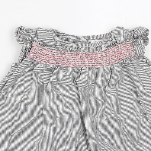 French Connection Girls Grey Striped Cotton A-Line Size 18 Months Round Neck Button