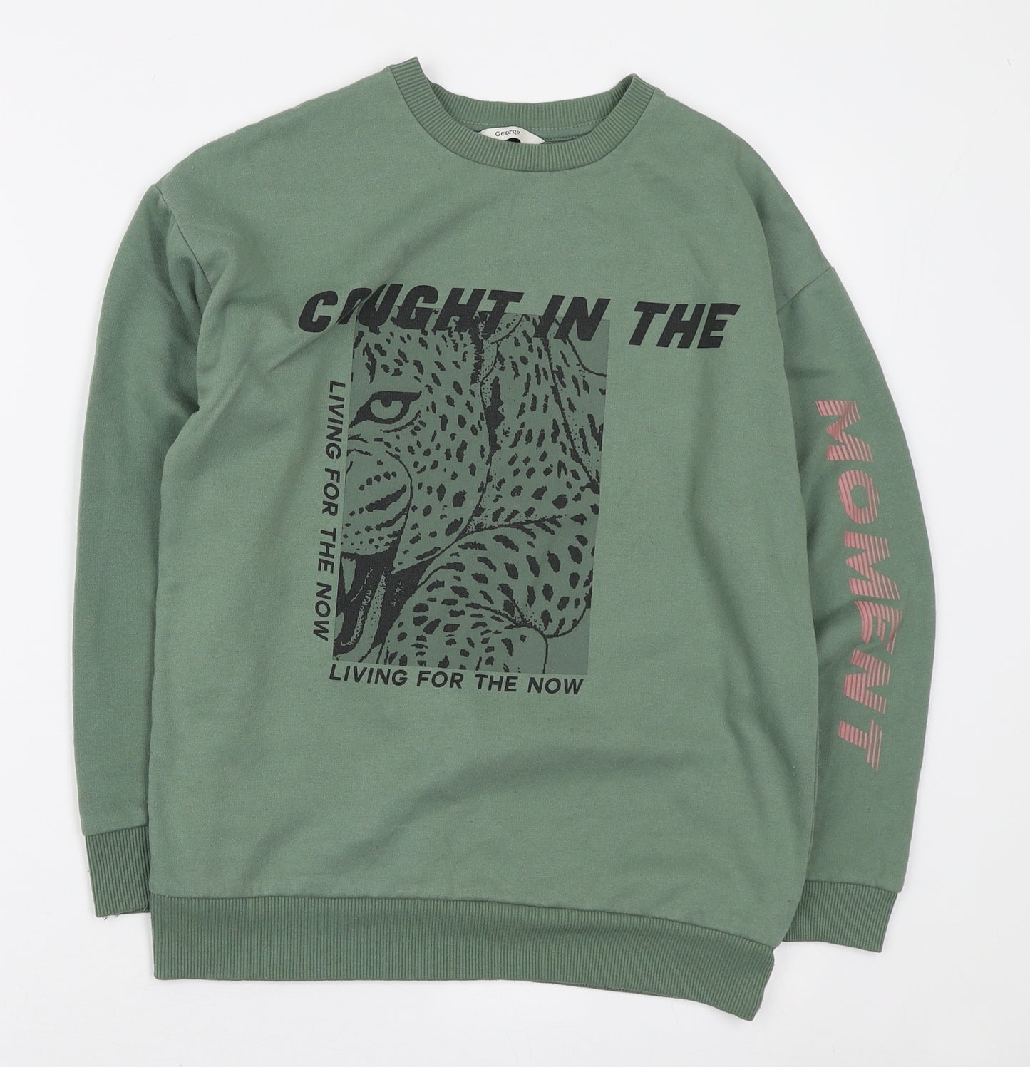 George Girls Green Polyester Pullover Sweatshirt Size 12-13 Years Pullover - Caught in the moment