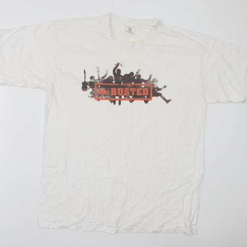 B&C Mens White Cotton T-Shirt Size XL Round Neck - Mcbusted