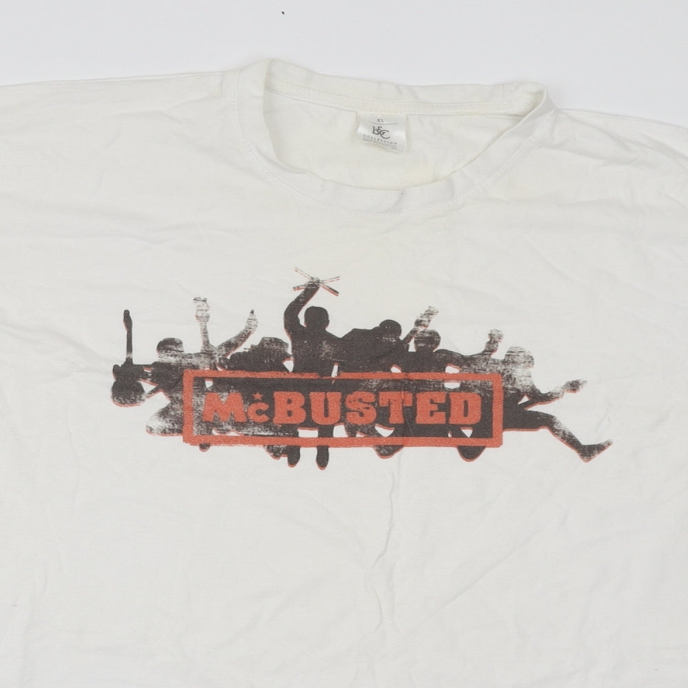 B&C Mens White Cotton T-Shirt Size XL Round Neck - Mcbusted