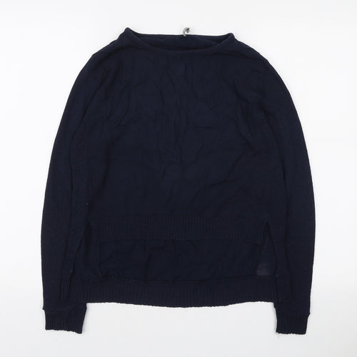 Zara Womens Blue Boat Neck Viscose Pullover Jumper Size S