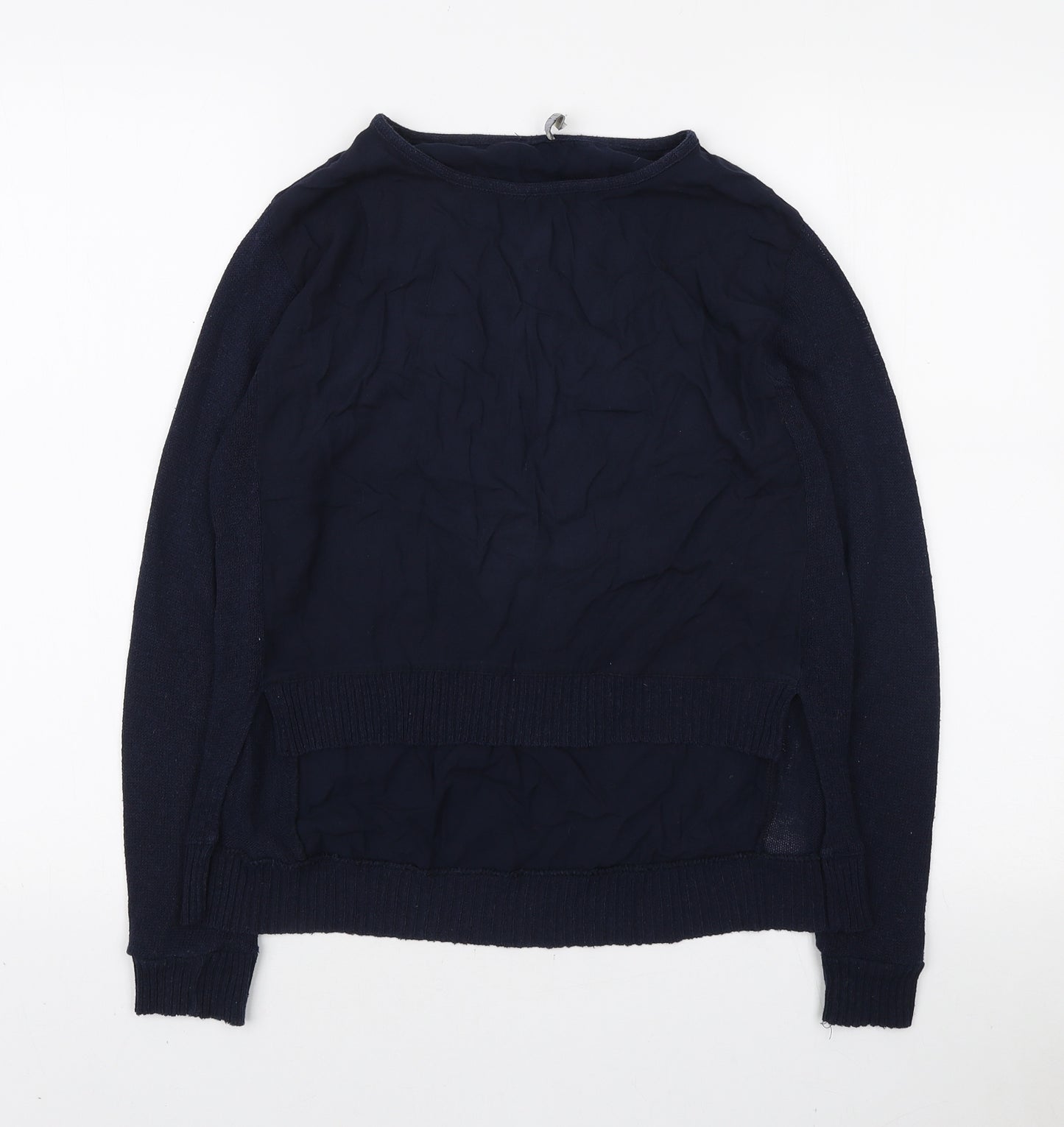 Zara Womens Blue Boat Neck Viscose Pullover Jumper Size S