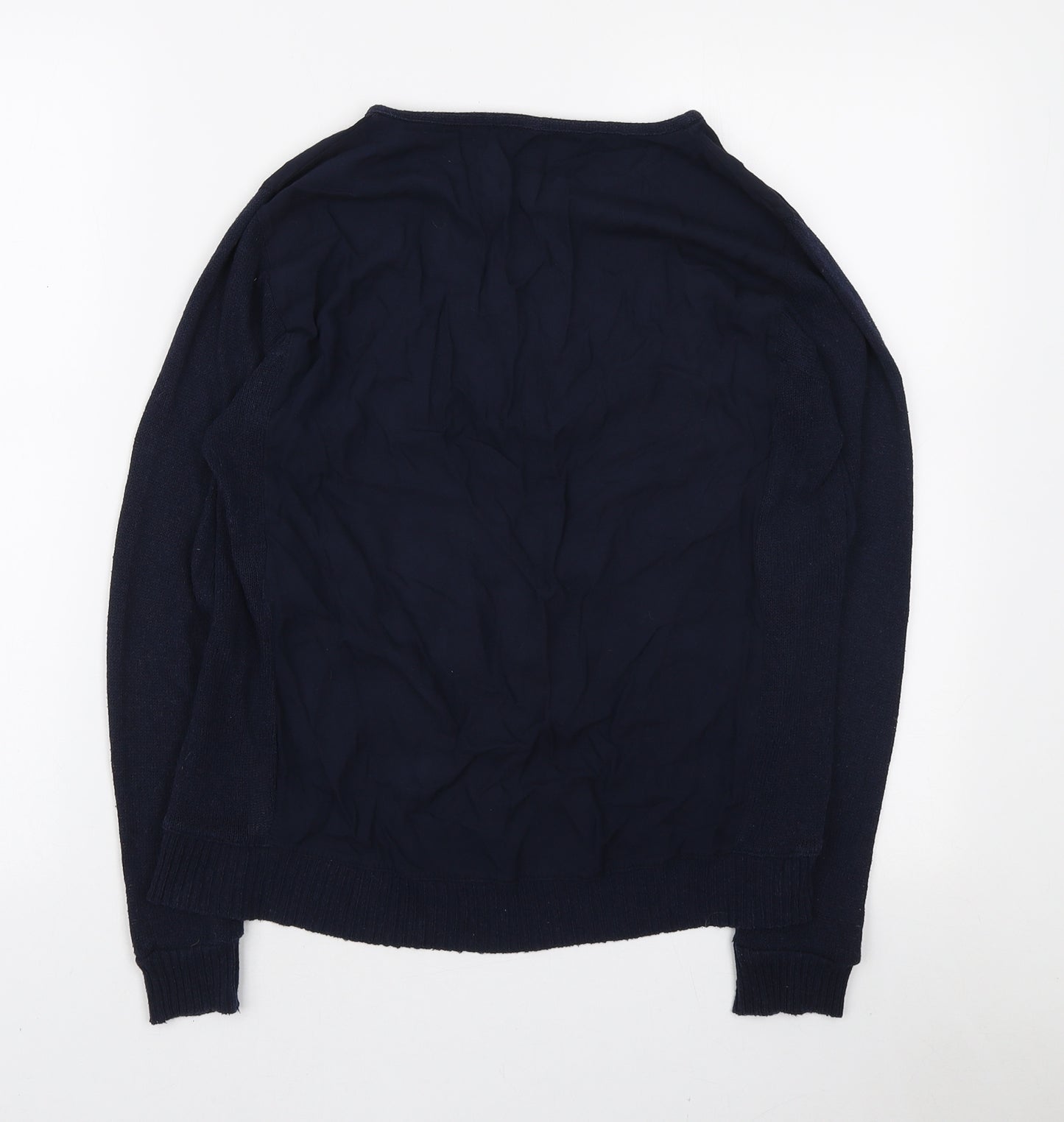 Zara Womens Blue Boat Neck Viscose Pullover Jumper Size S