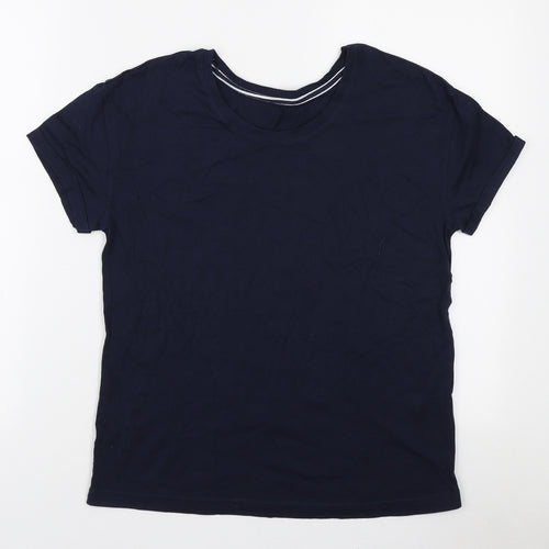 Marks and Spencer Womens Blue Cotton Basic T-Shirt Size S Round Neck