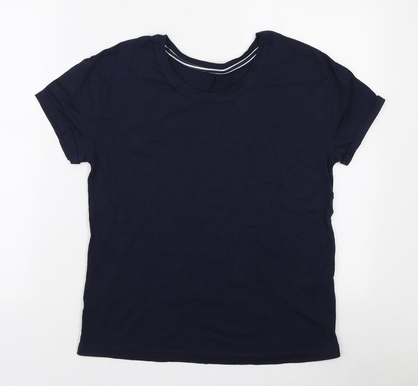 Marks and Spencer Womens Blue Cotton Basic T-Shirt Size S Round Neck