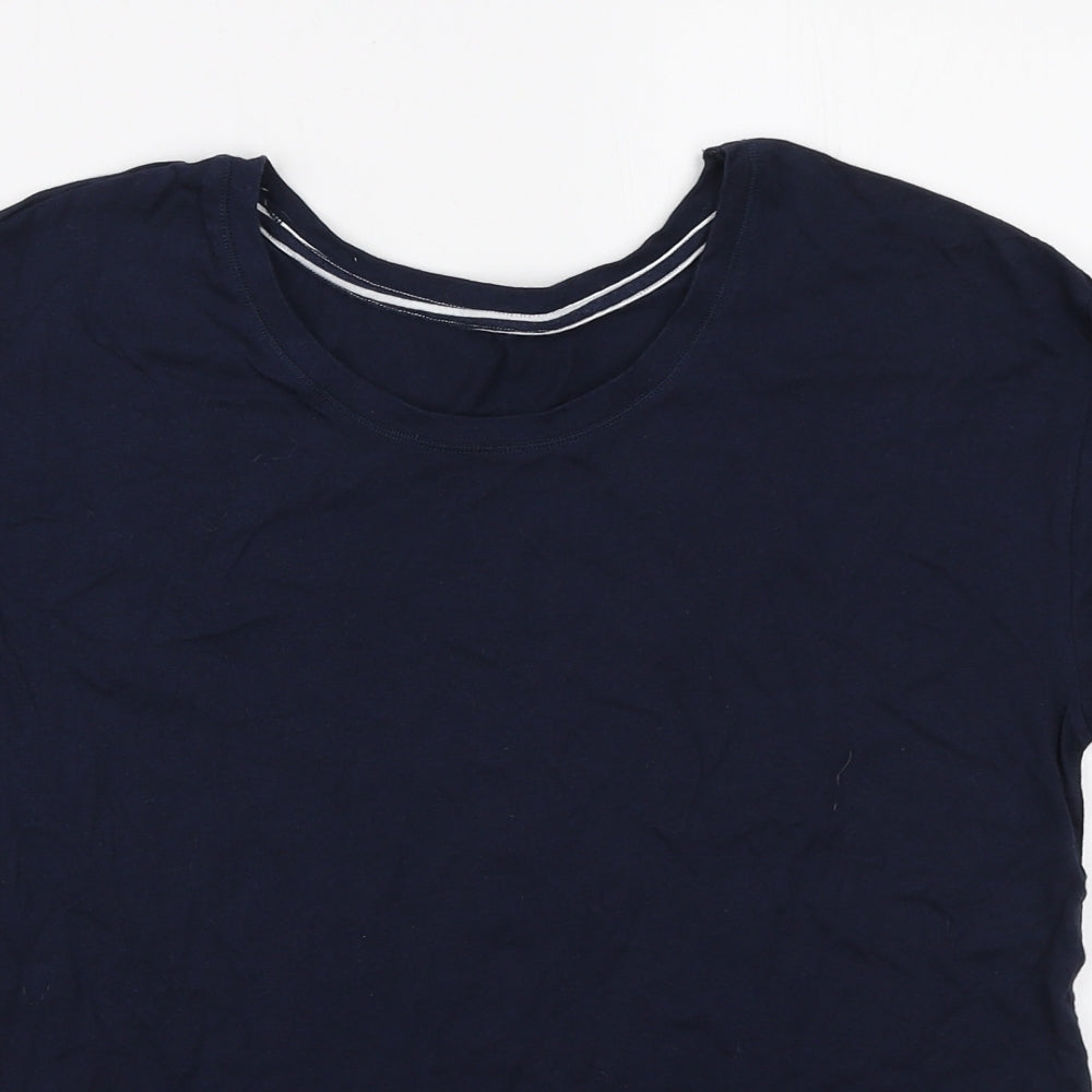 Marks and Spencer Womens Blue Cotton Basic T-Shirt Size S Round Neck
