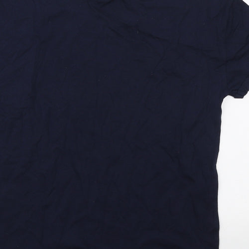 Marks and Spencer Womens Blue Cotton Basic T-Shirt Size S Round Neck