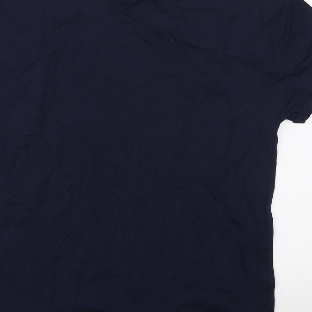 Marks and Spencer Womens Blue Cotton Basic T-Shirt Size S Round Neck