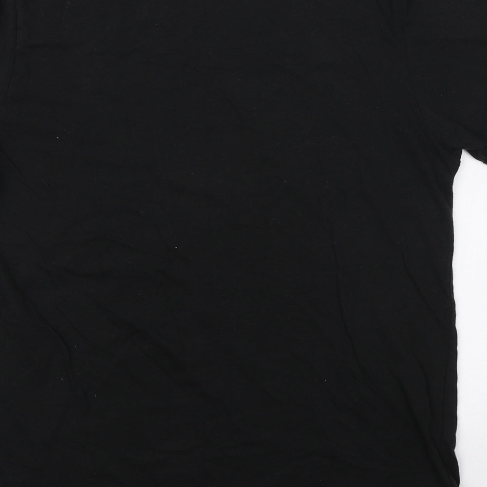 Boohoo Womens Black Cotton Basic T-Shirt Size 10 Round Neck - Woman