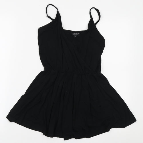 Topshop Womens Black Viscose Playsuit One-Piece Size 8 Pullover
