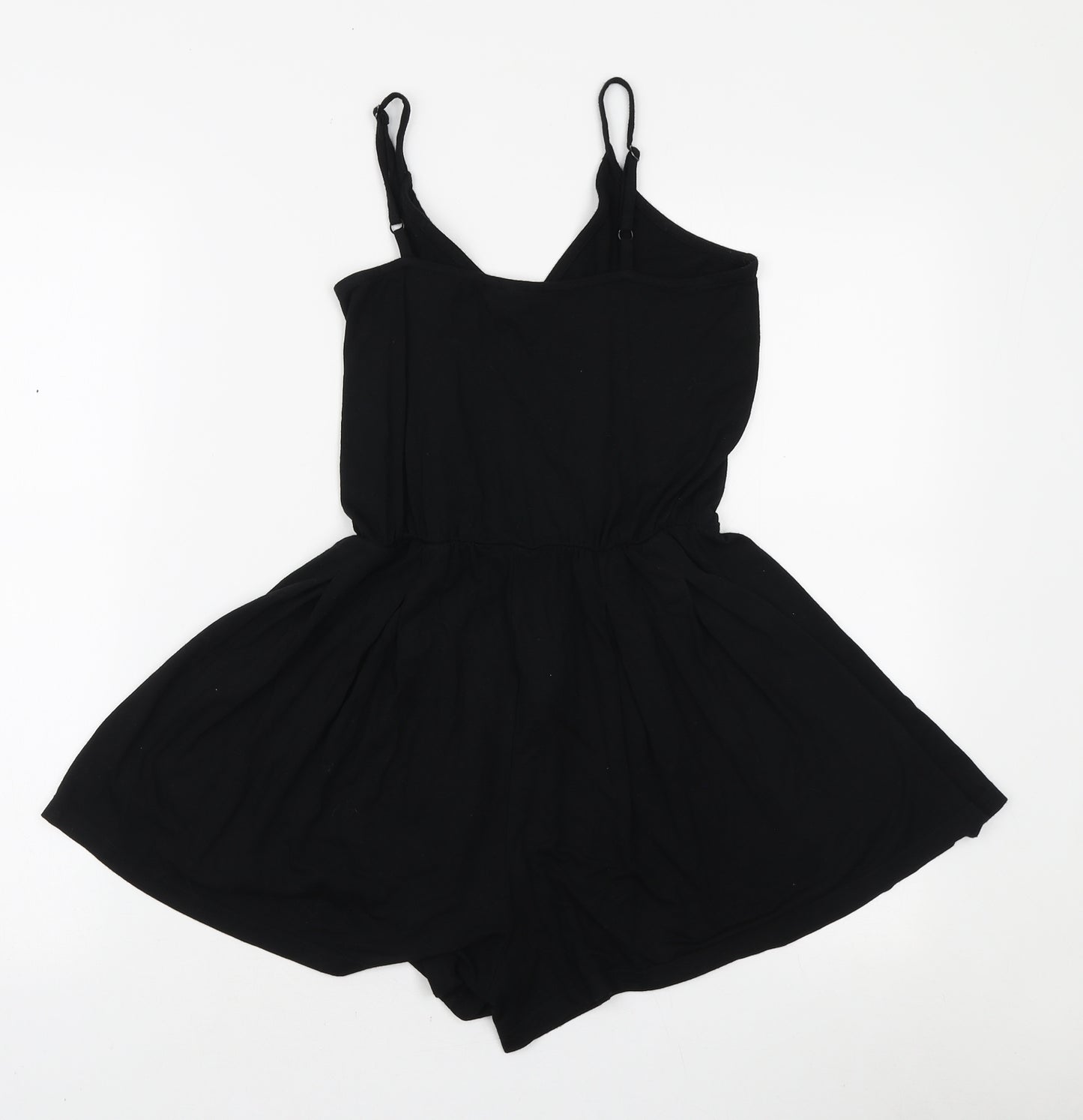 Topshop Womens Black Viscose Playsuit One-Piece Size 8 Pullover