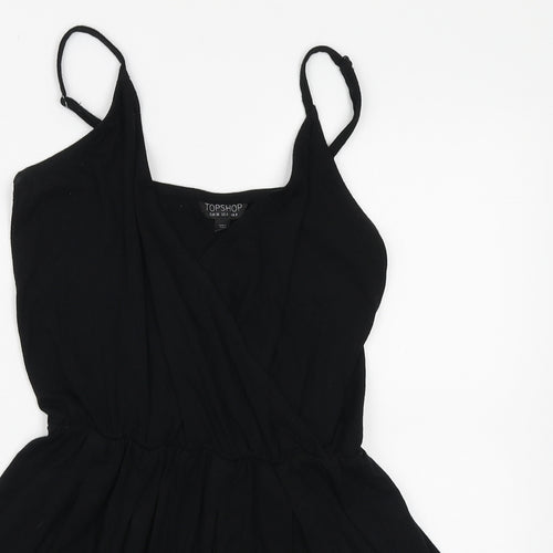 Topshop Womens Black Viscose Playsuit One-Piece Size 8 Pullover