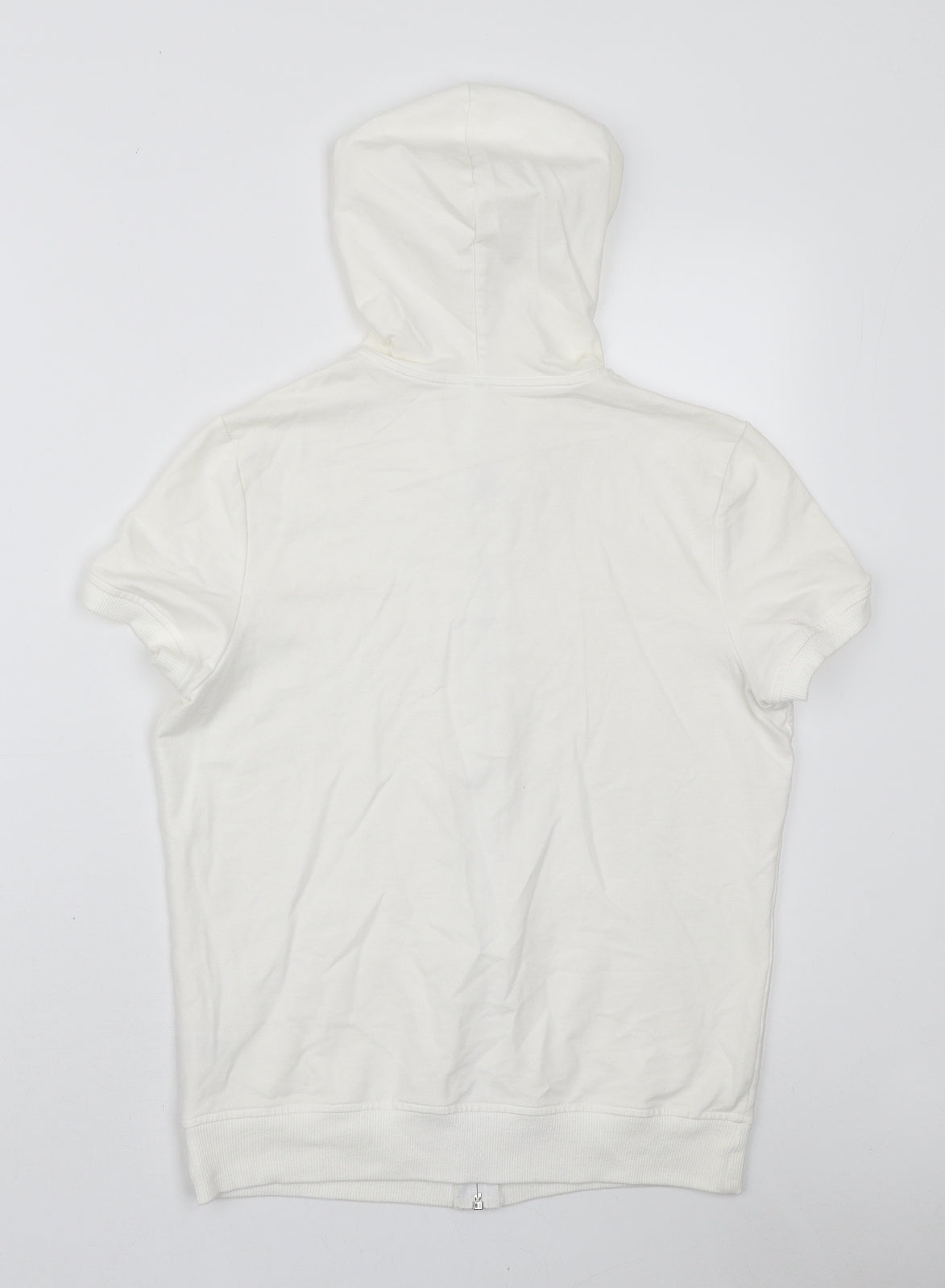 Marks and Spencer Womens White Cotton Full Zip Hoodie Size 10 Zip
