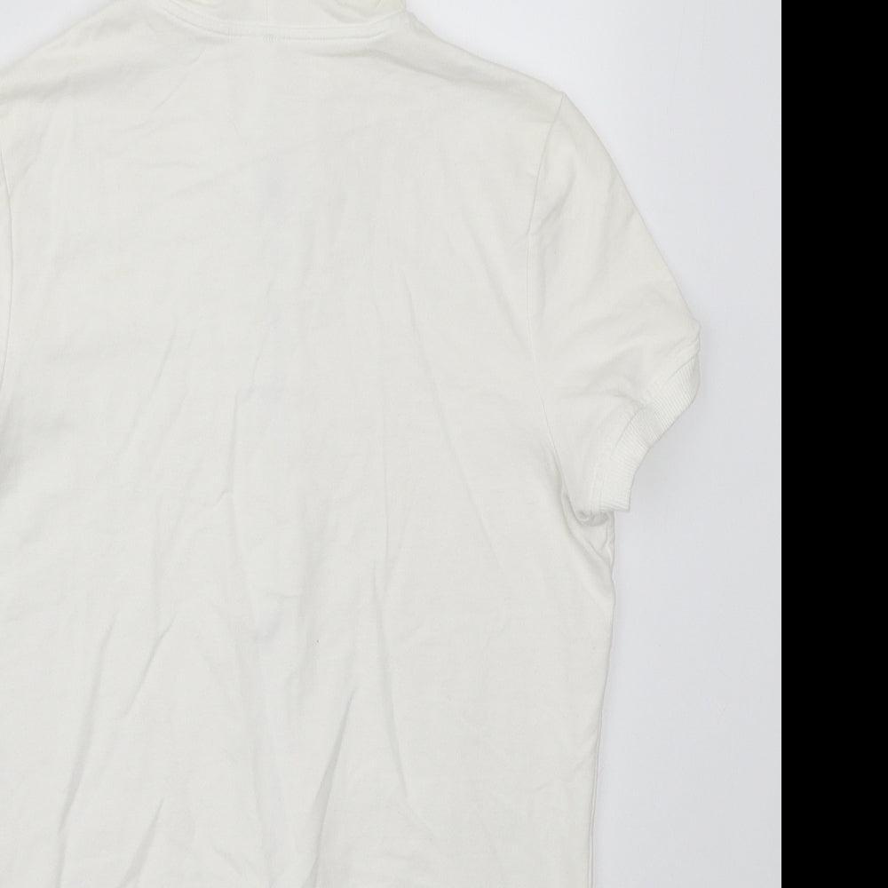 Marks and Spencer Womens White Cotton Full Zip Hoodie Size 10 Zip