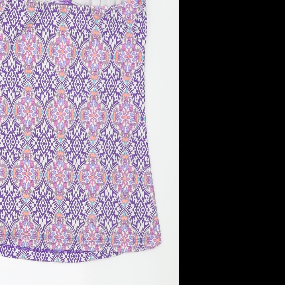 F&F Womens Purple Geometric Polyester Bikini Size 12