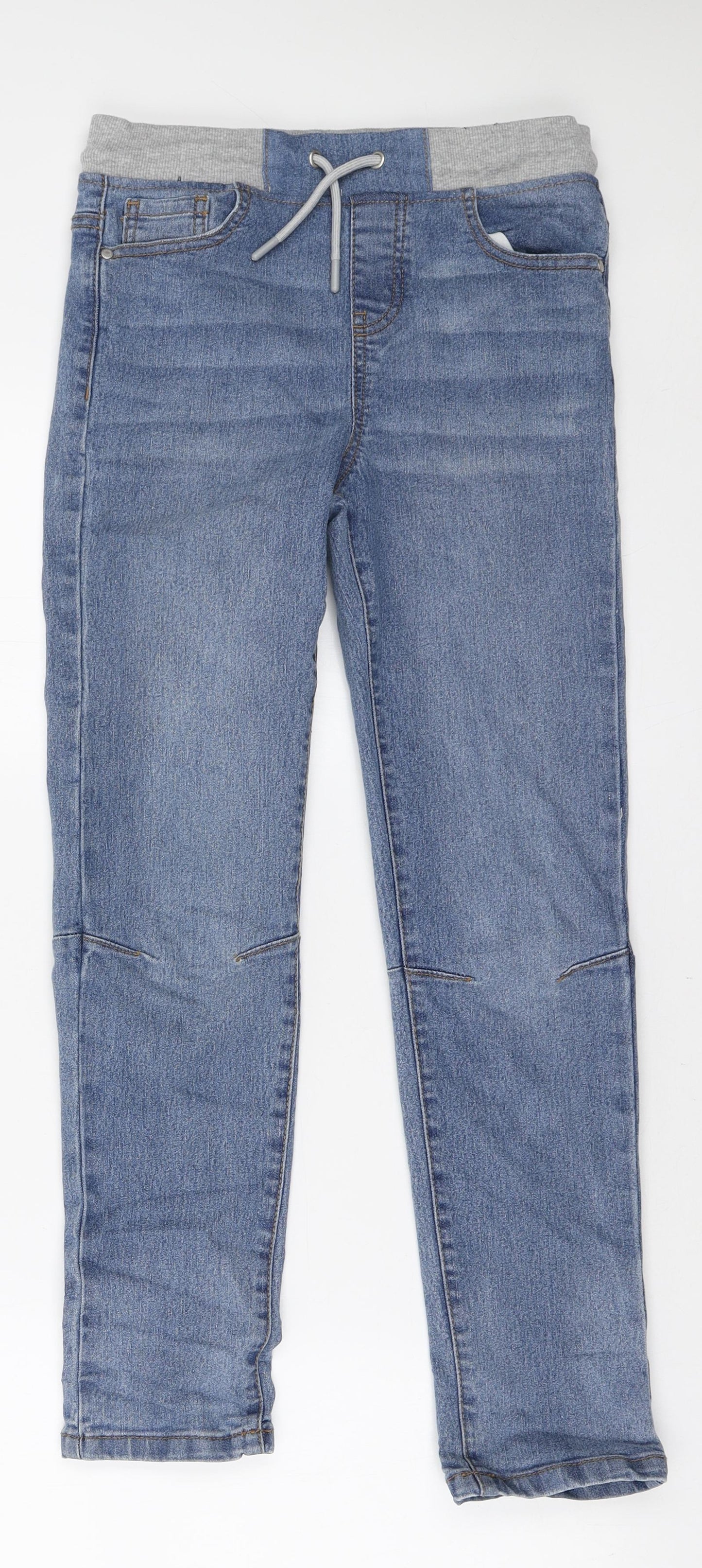Denim & Co. Boys Blue Polyester Skinny Jeans Size 10-11 Years Regular Drawstring