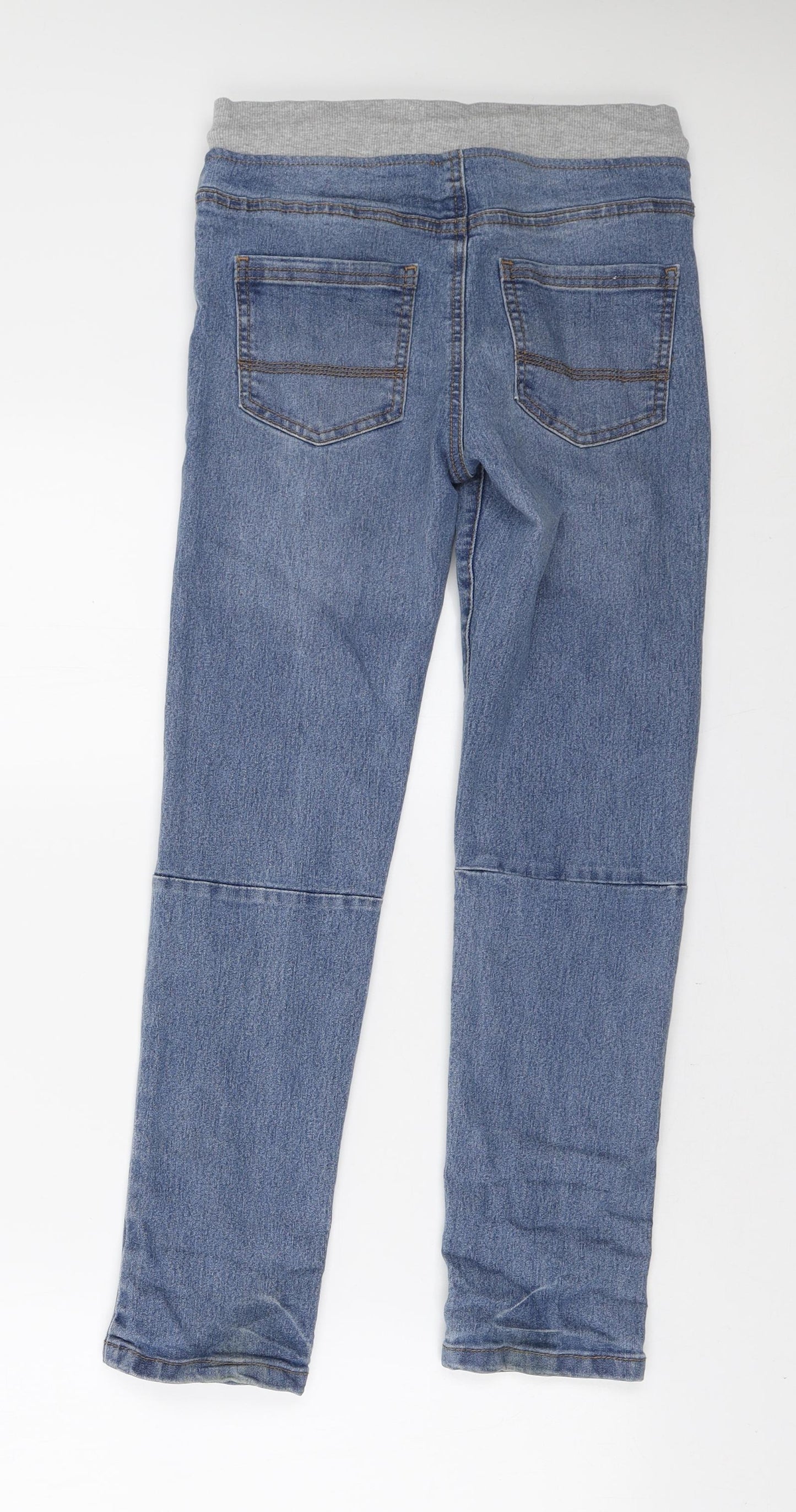 Denim & Co. Boys Blue Polyester Skinny Jeans Size 10-11 Years Regular Drawstring