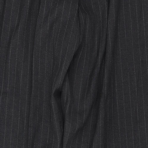 BHS Womens Grey Striped Polyester Trousers Size 16 L29 in Regular Zip