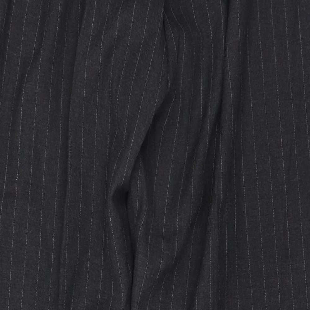 BHS Womens Grey Striped Polyester Trousers Size 16 L29 in Regular Zip
