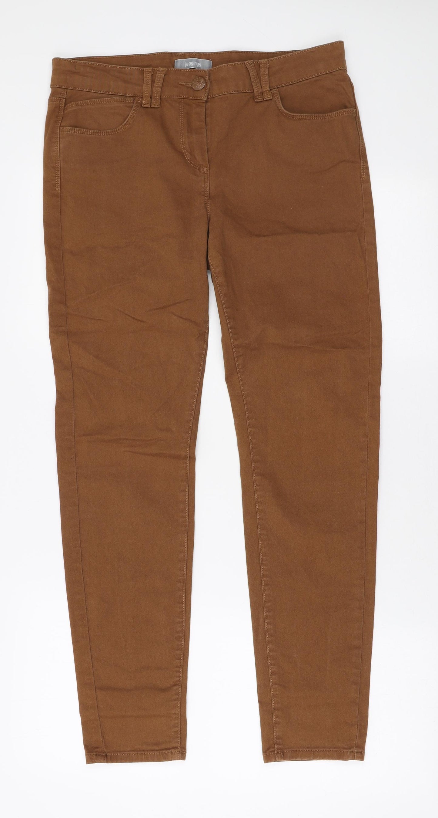 Marks and Spencer Womens Brown Cotton Jegging Leggings Size 12 L27 in