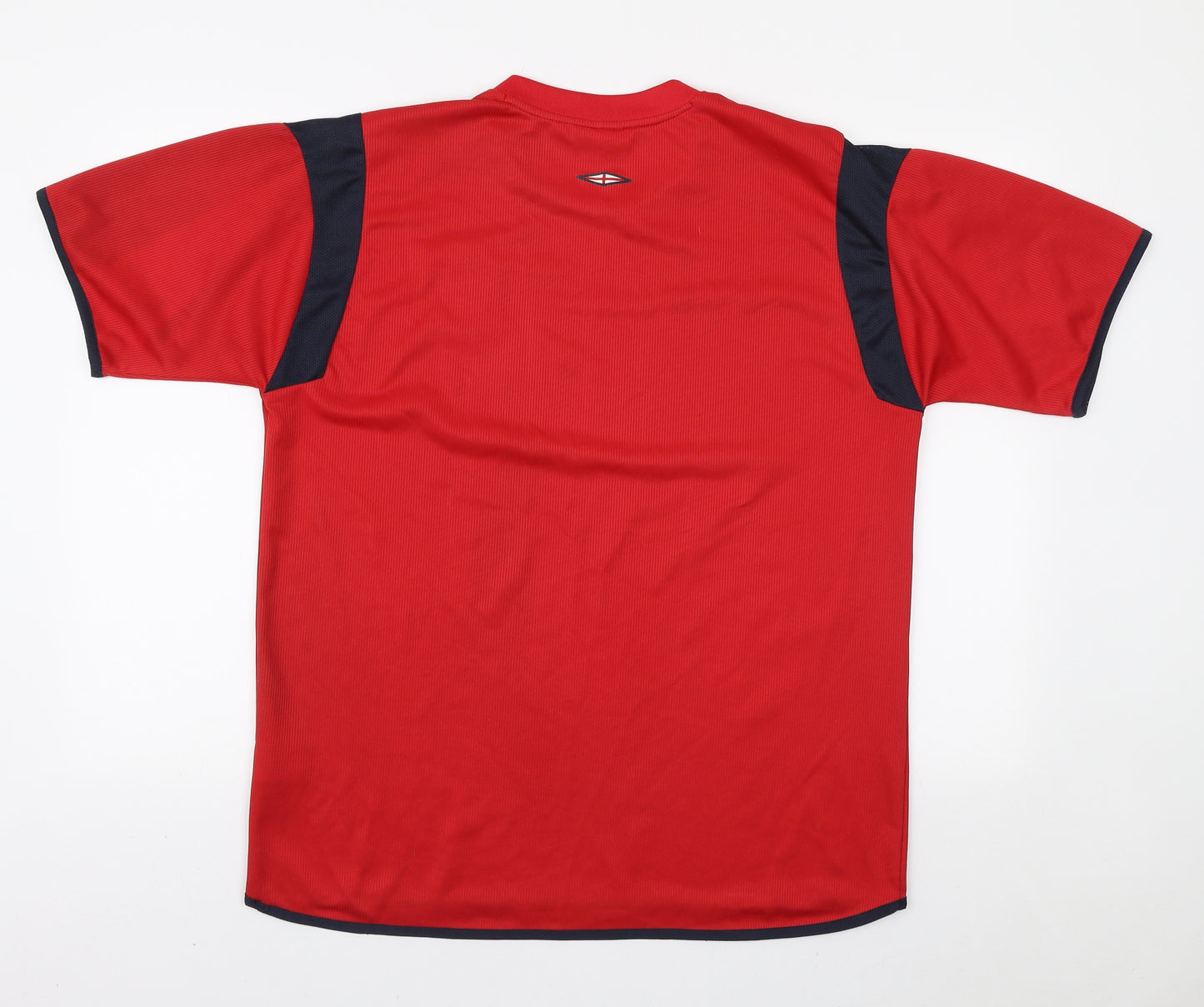 England Mens Red Polyester Basic T-Shirt Size L Round Neck Pullover
