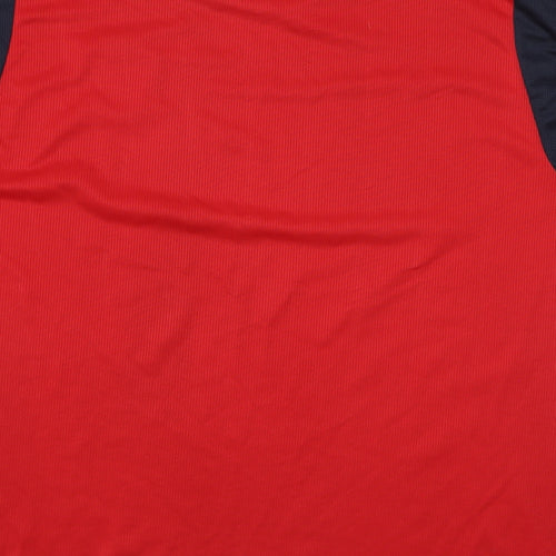England Mens Red Polyester Basic T-Shirt Size L Round Neck Pullover