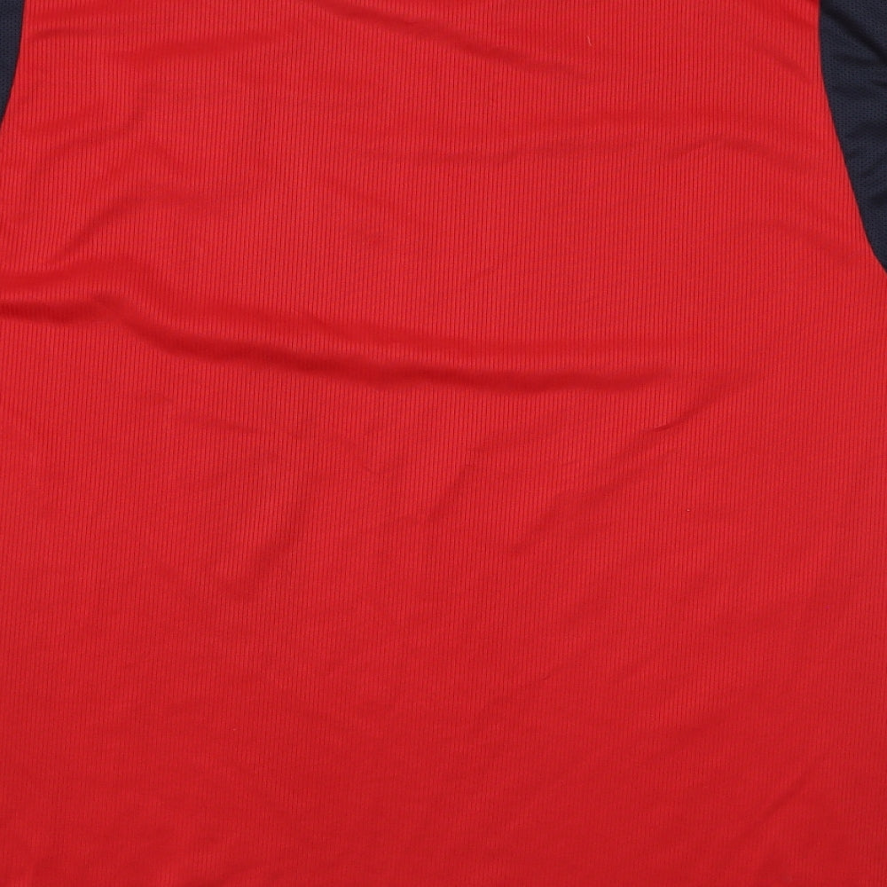 England Mens Red Polyester Basic T-Shirt Size L Round Neck Pullover