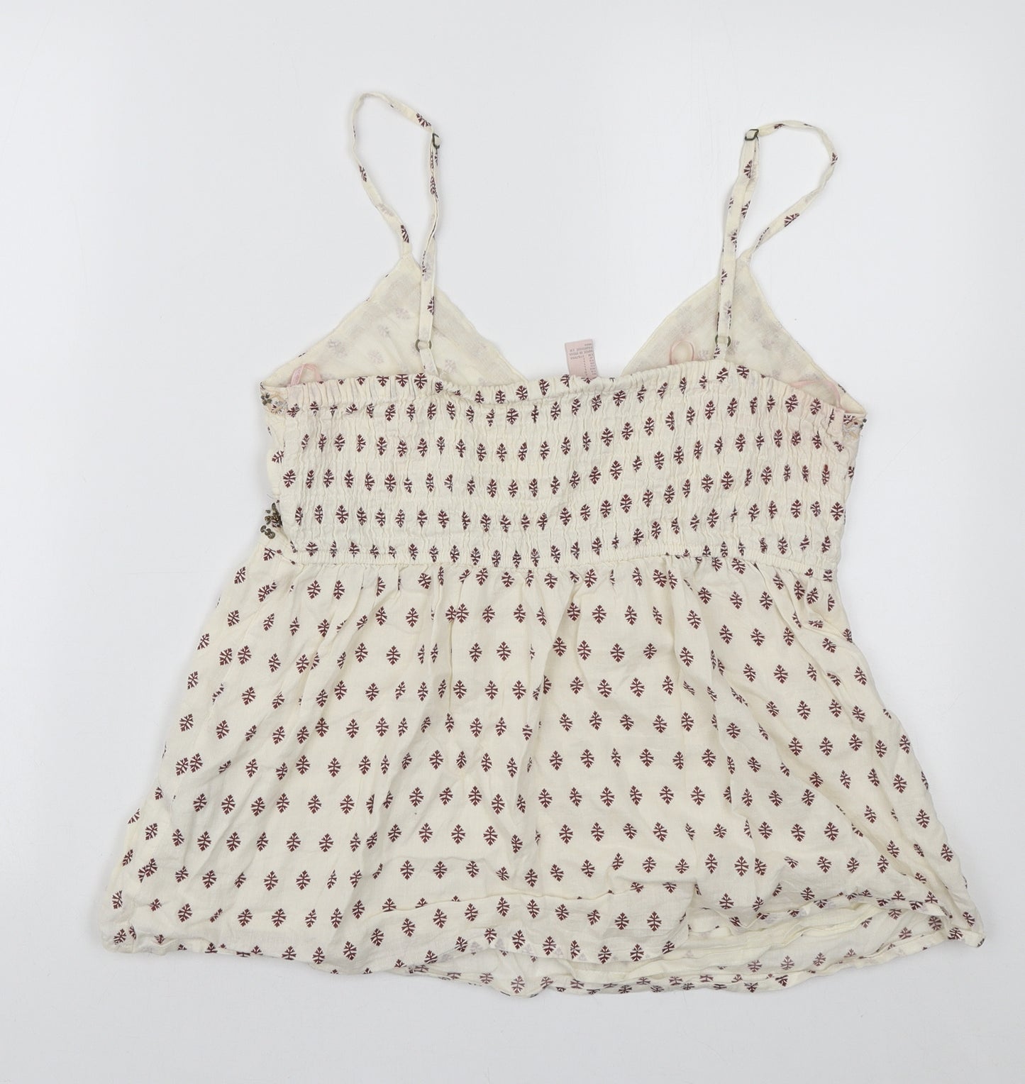 FOREVER 21 Womens Ivory Geometric Cotton Camisole Tank Size L V-Neck
