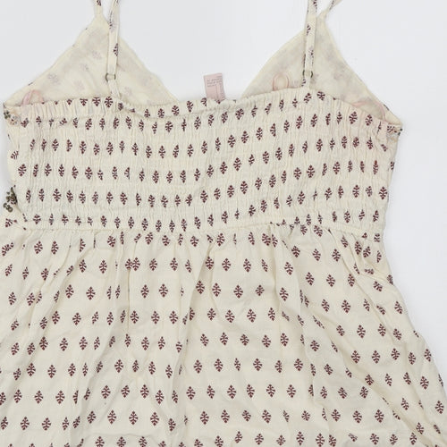 FOREVER 21 Womens Ivory Geometric Cotton Camisole Tank Size L V-Neck