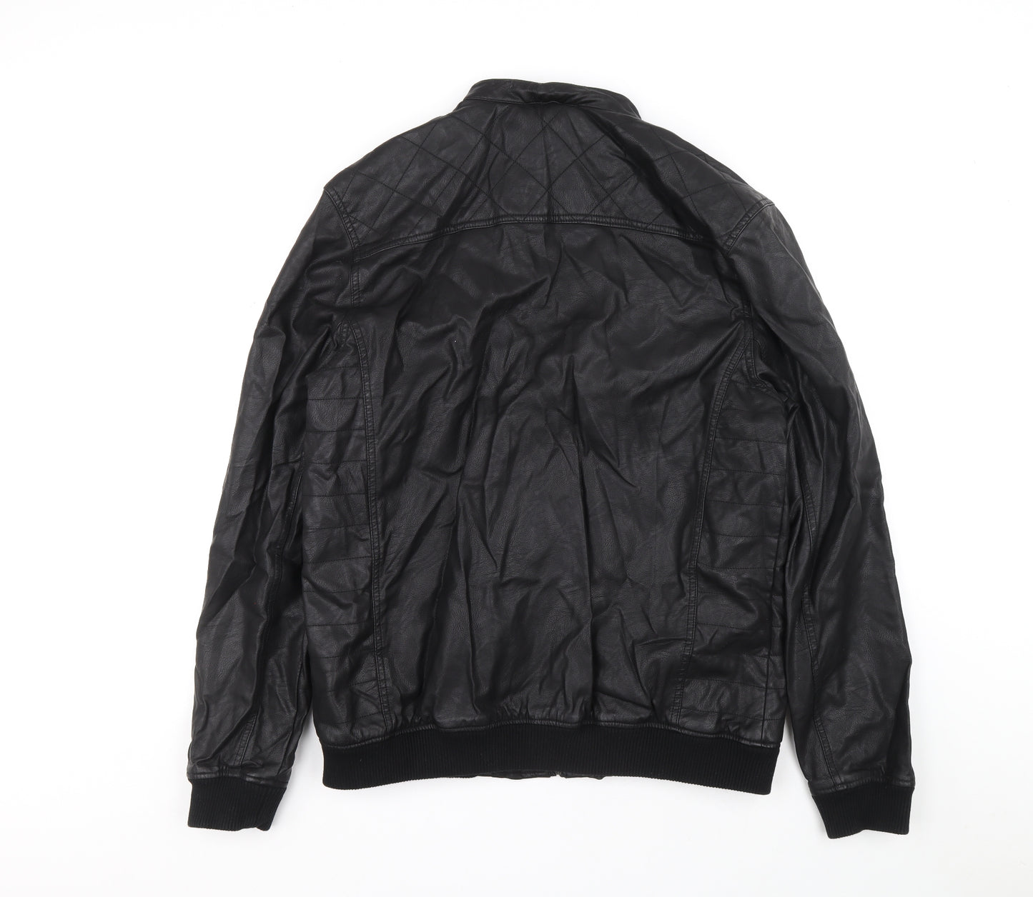 NEXT Mens Black Motorcycle Jacket Jacket Size XL Zip - Faux Leather
