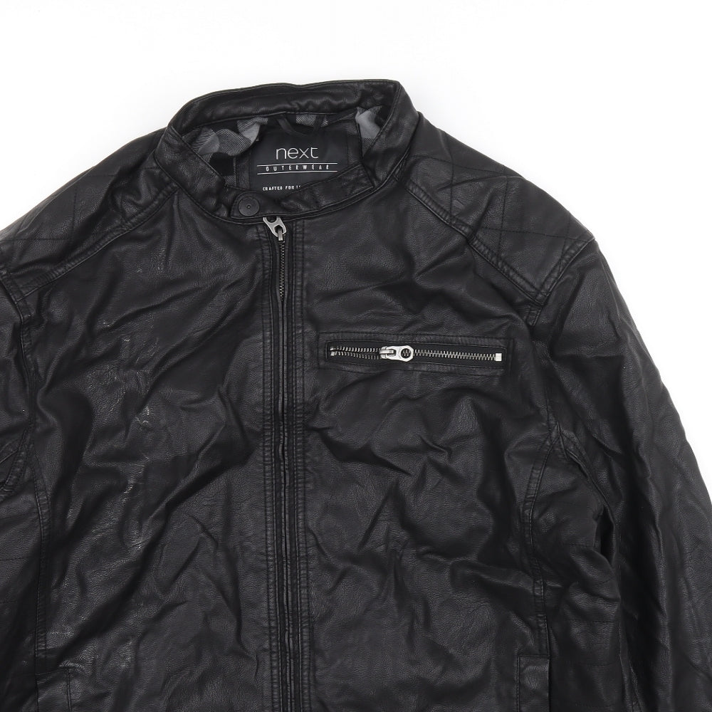 NEXT Mens Black Motorcycle Jacket Jacket Size XL Zip - Faux Leather