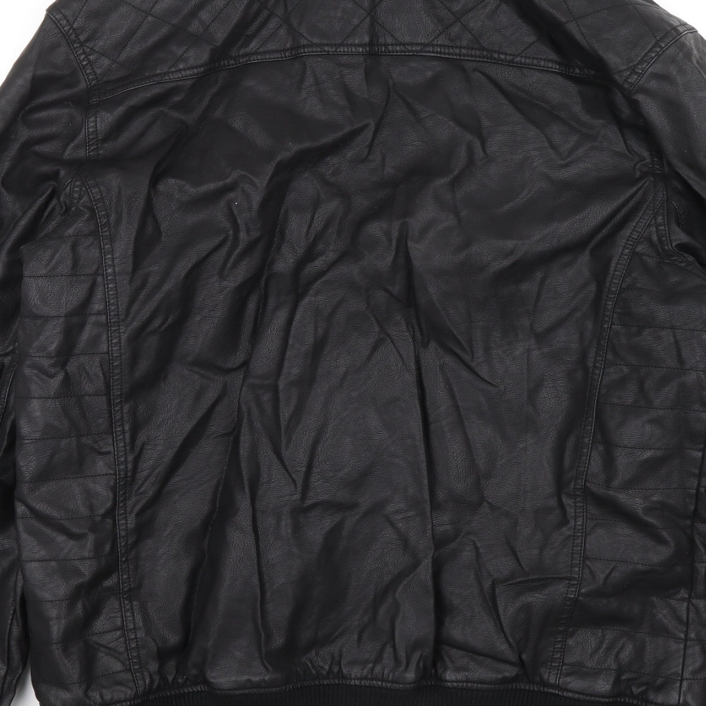 NEXT Mens Black Motorcycle Jacket Jacket Size XL Zip - Faux Leather