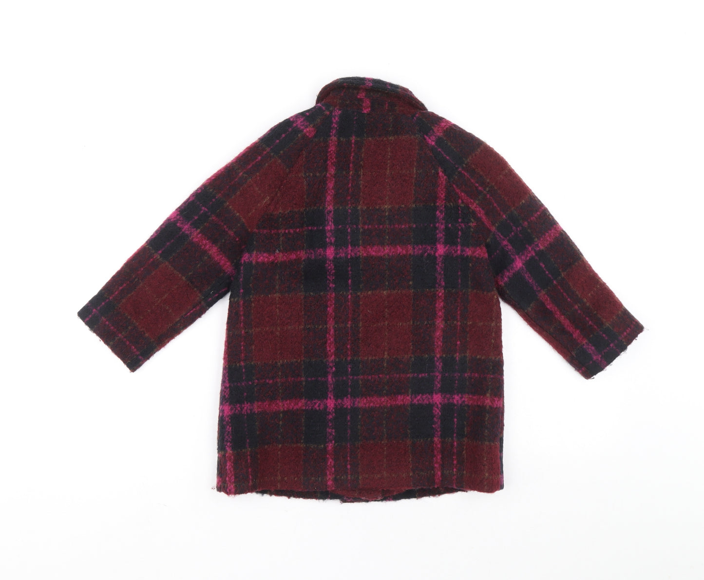 NEXT Girls Pink Plaid Overcoat Coat Size 2-3 Years Button