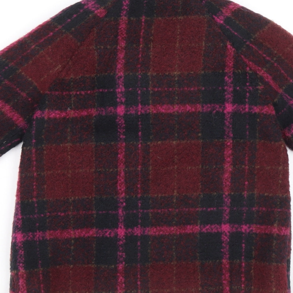 NEXT Girls Pink Plaid Overcoat Coat Size 2-3 Years Button