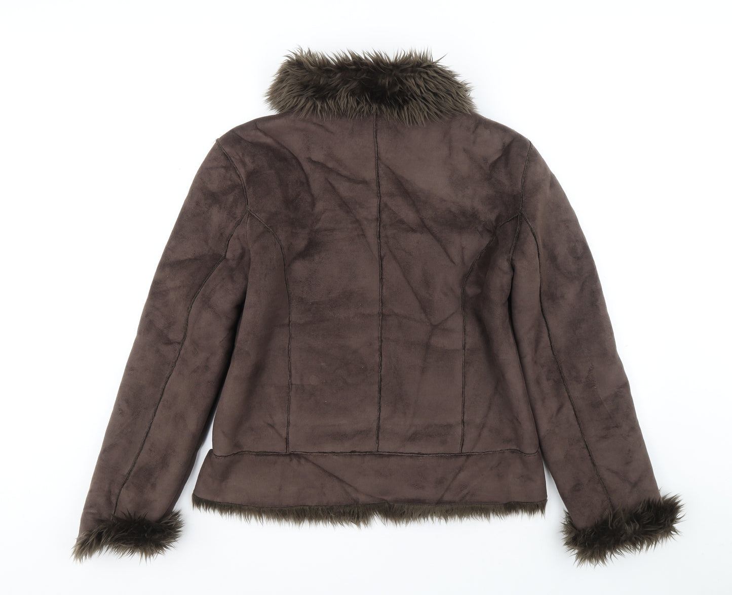 Denim & Co. Womens Brown Jacket Size 14 Zip