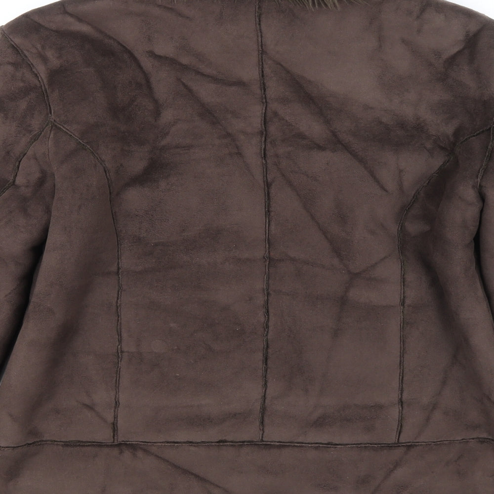 Denim & Co. Womens Brown Jacket Size 14 Zip