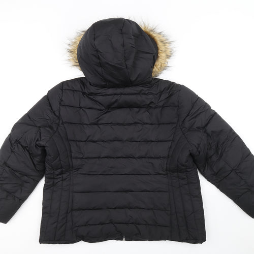 Studio Outerwear Womens Black Puffer Jacket Coat Size 22 Zip