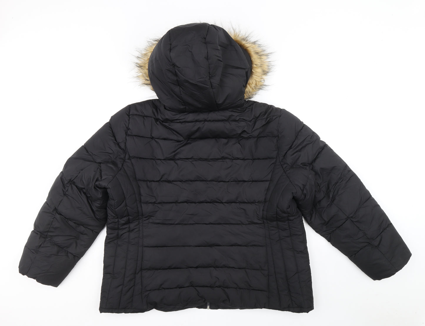 Studio Outerwear Womens Black Puffer Jacket Coat Size 22 Zip