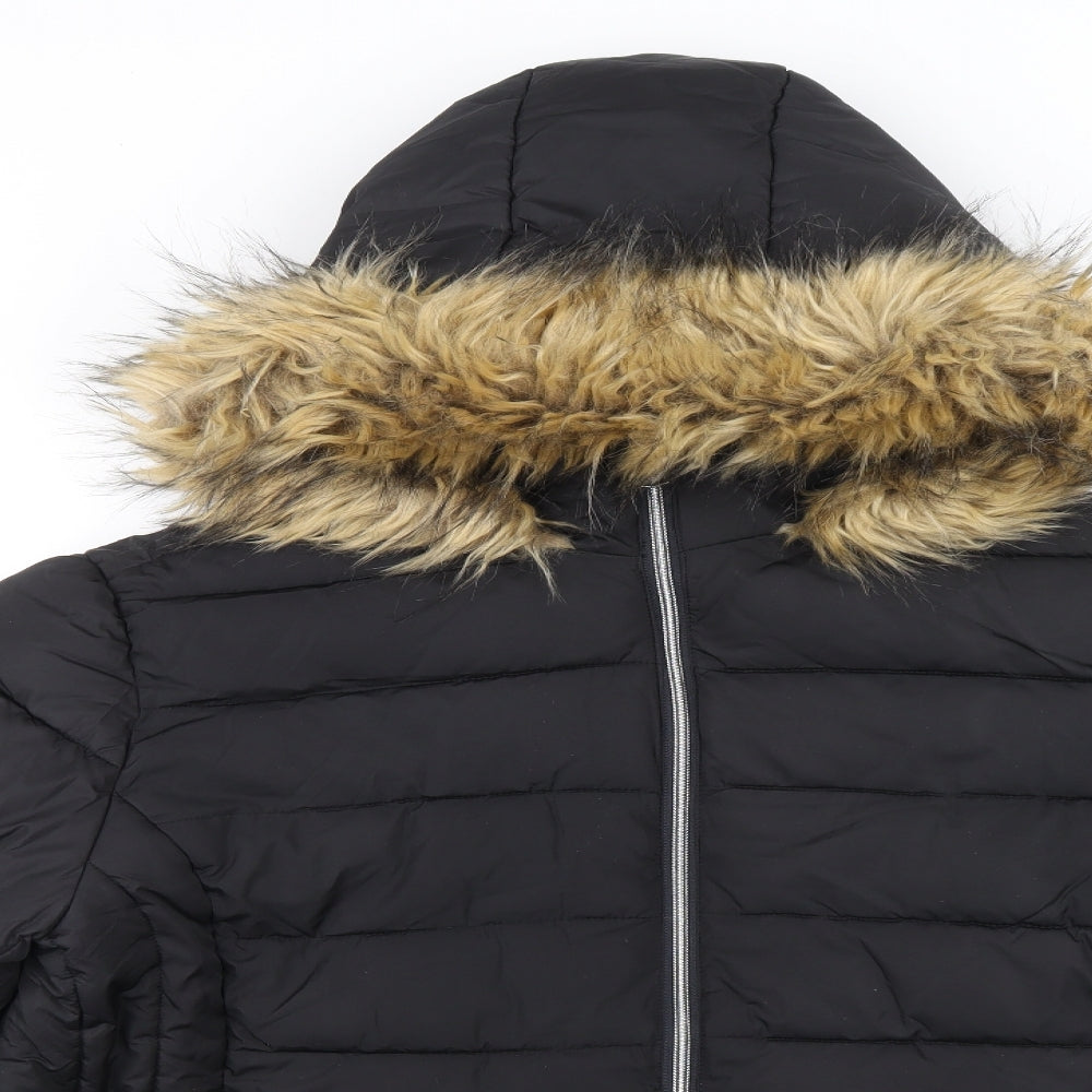 Studio Outerwear Womens Black Puffer Jacket Coat Size 22 Zip