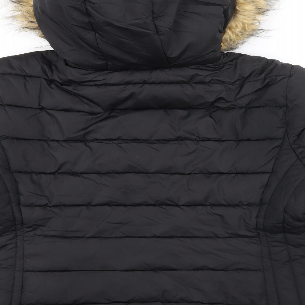Studio Outerwear Womens Black Puffer Jacket Coat Size 22 Zip