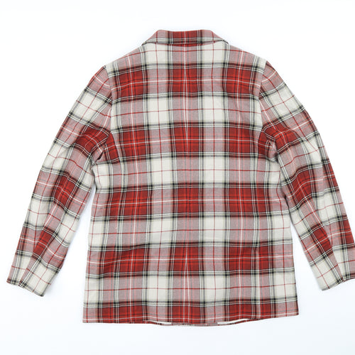 H&M Womens Red Plaid Jacket Blazer Size 16 Button