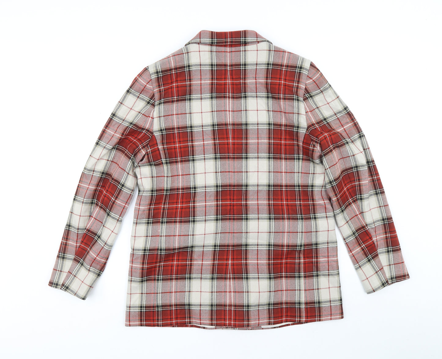 H&M Womens Red Plaid Jacket Blazer Size 16 Button