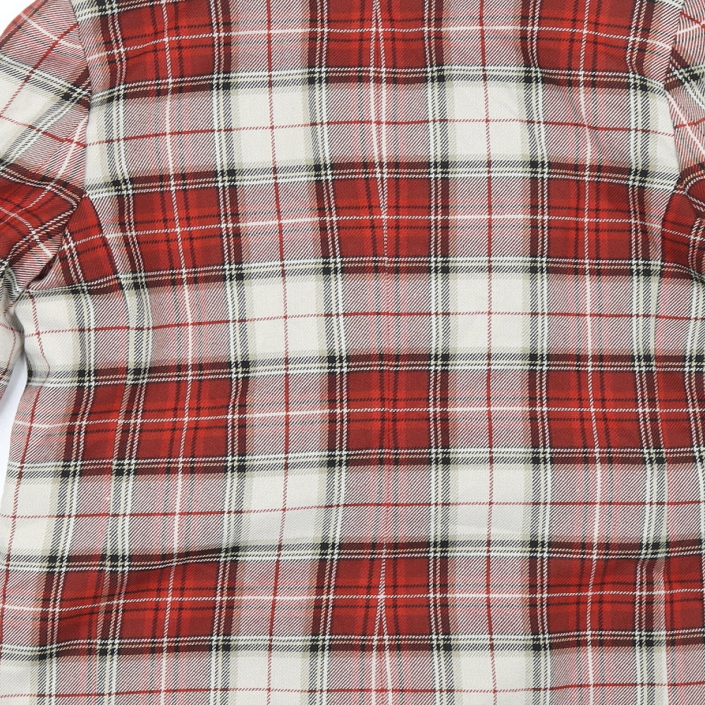 H&M Womens Red Plaid Jacket Blazer Size 16 Button